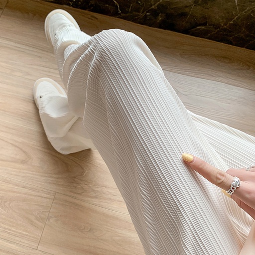 H789 ice silk wide-leg pants for women spring and autumn thin chiffon high waist droop loose straight slim casual floor trousers