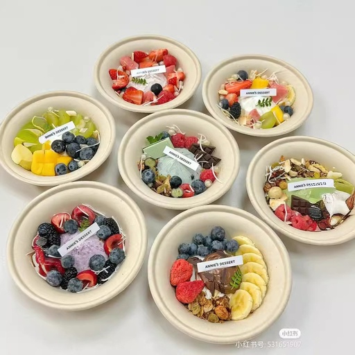 Popular disposable pulp bowl Internet celebrity cold brew yogurt bowl ins Feng Shanghai Zhangyuan ice powder fruit salvage packaging bowl
