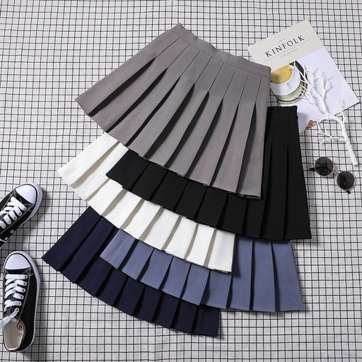 Pleated skirt for women in spring and summer jk white a-line skirt new Korean style high waist short skirt versatile large size plaid skirt