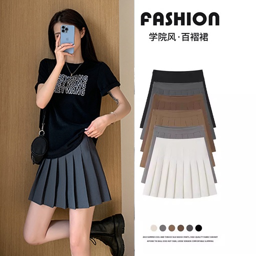 Pleated skirt for women in summer white short skirt Japanese high waist slim academy new style jk plaid large size a-line skirt